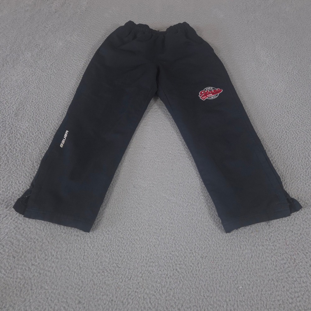 Bauer Pants Kids Youth Small Black Lightweight Warm Up Straight Leg Hockey Stars